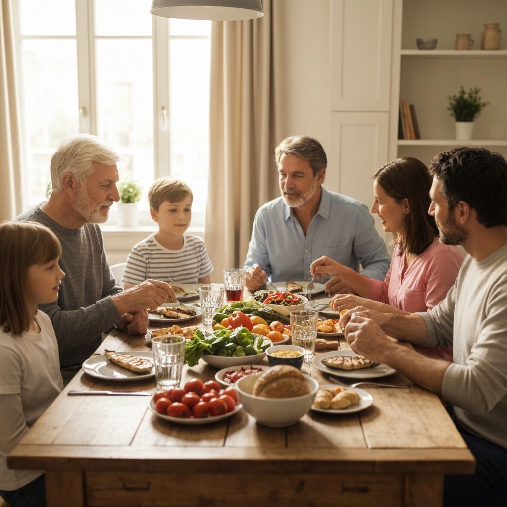 Familie beim gemeinsamen Essen