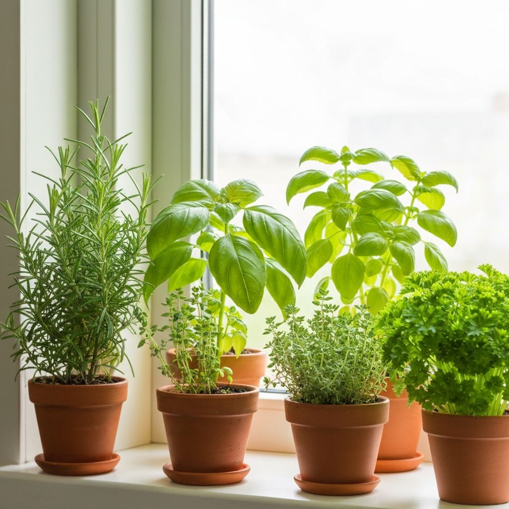 Frische Kräuter in Töpfen